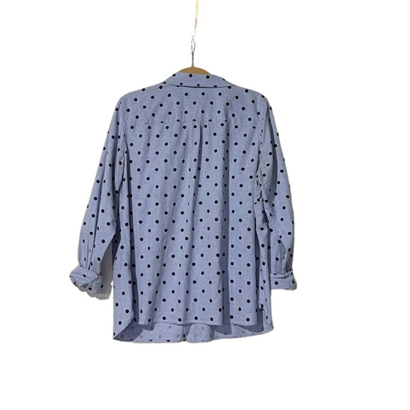 Talbots Button Up Shirt Blue Polka Dots Size 2X - Picture 2 of 8